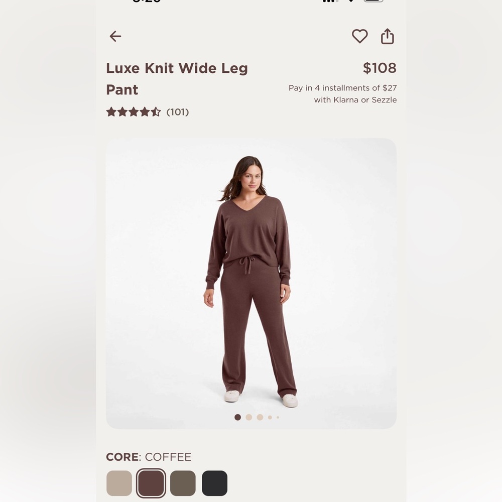 Nuuds Luxe Knit Wide Leg Pant in Coffee. NWOT. Never worn. Smoke free home.